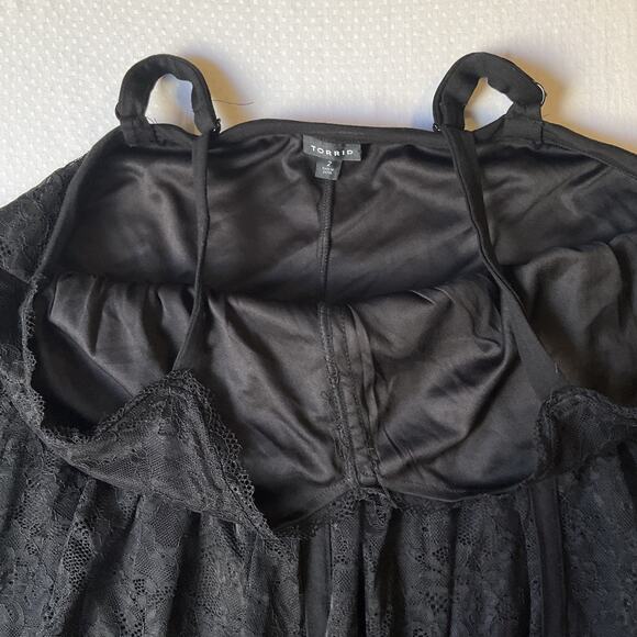 Torrid Women Dress 2 Black Nylon Polyester Floral Fit & Flare Lace Sleeveless - Picture 8 of 9